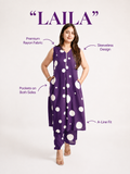 Laila Purple Polka Rayon A-line Coord Set