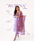 Rubina Lilac Modal Silk HandEmbroidered Dupatta Set