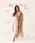 Rubina Beige Modal Silk HandEmbroidered Dupatta Set