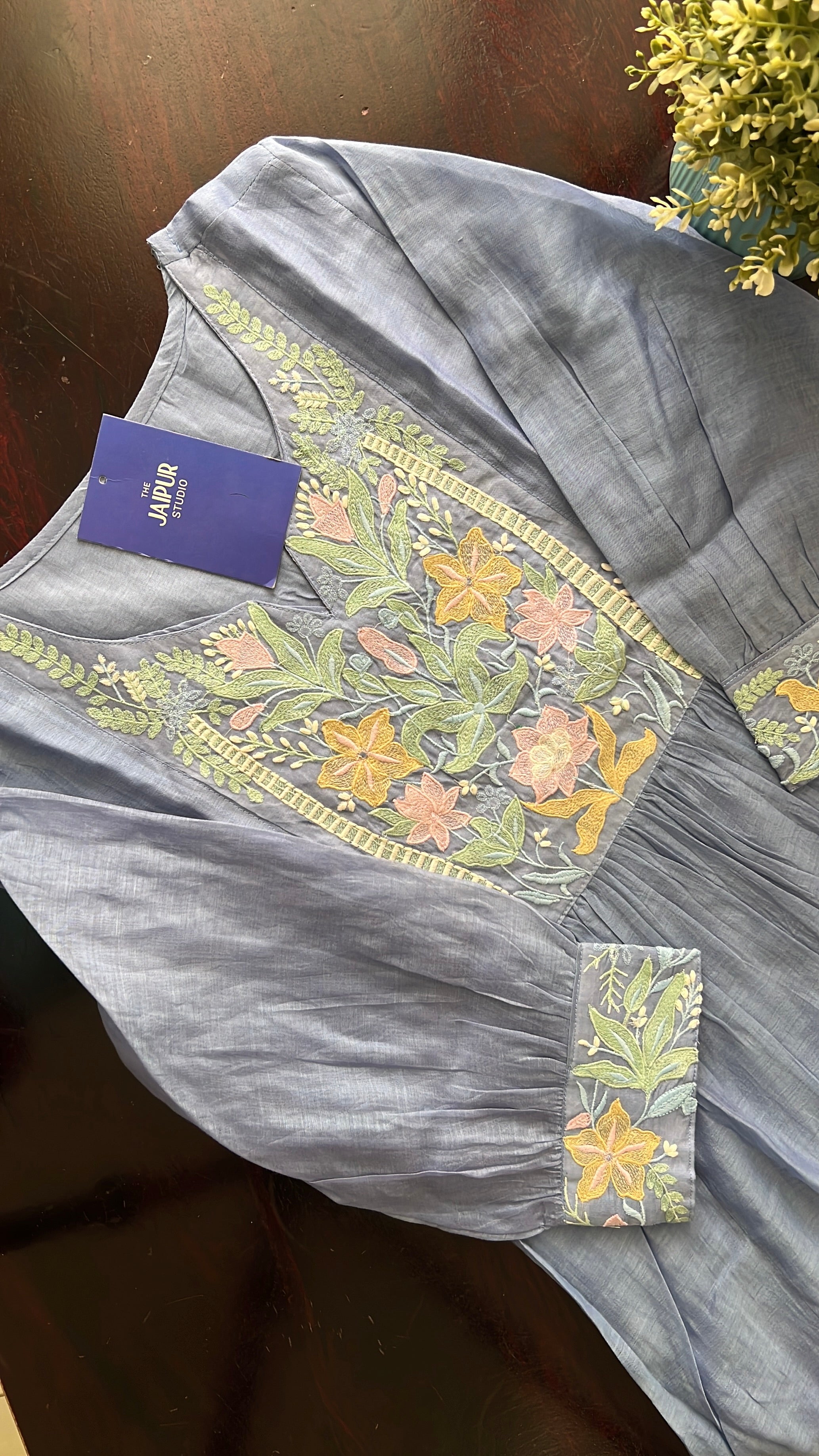 Zainab Chanderi Embroidered A-line pant Set