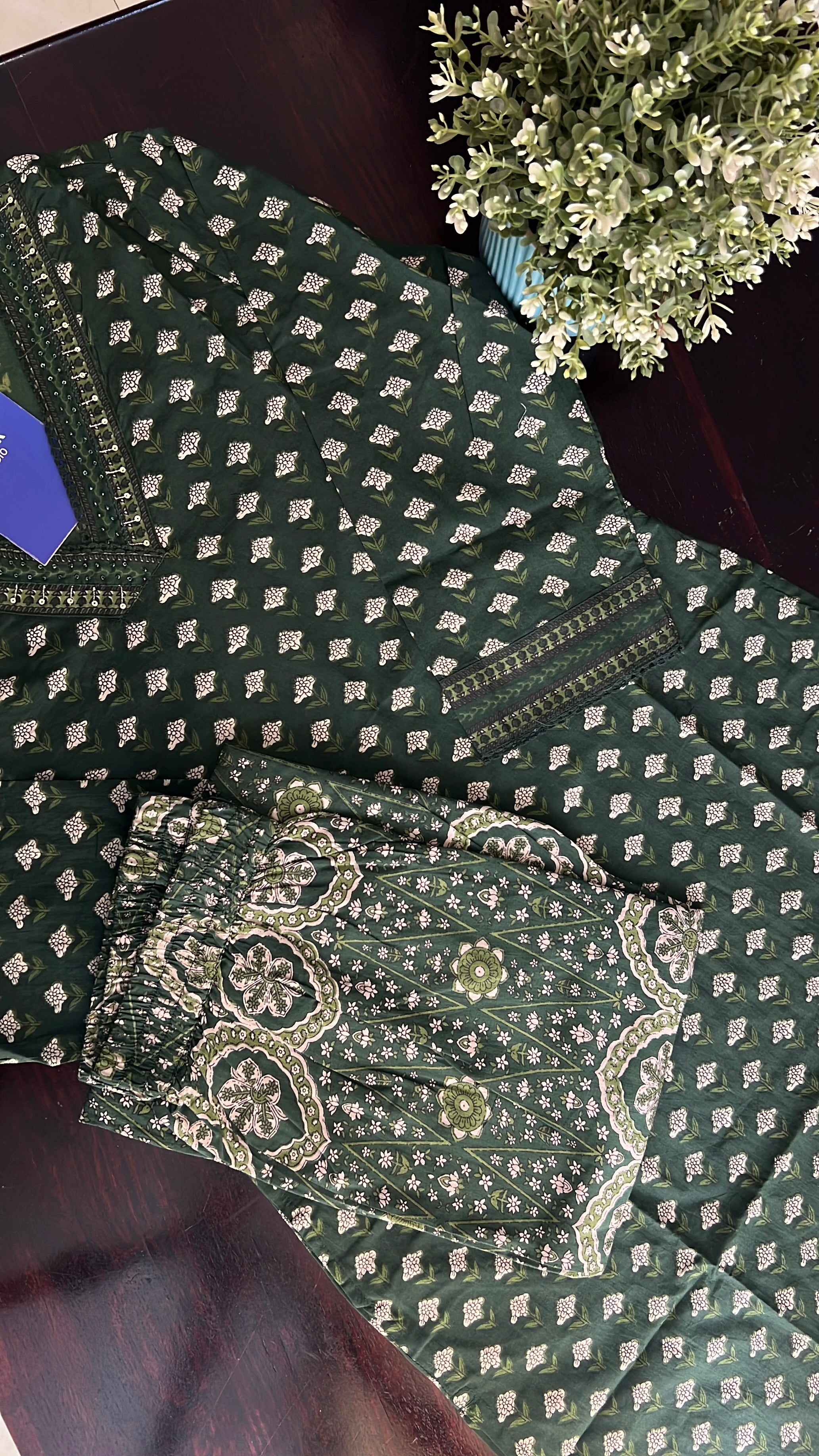 Divisha Ajrakh Cotton HandEmbroidered Pant set
