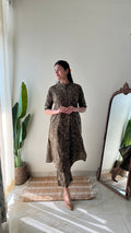Leena Brown Ajrakh A-line Cotton Coord Set