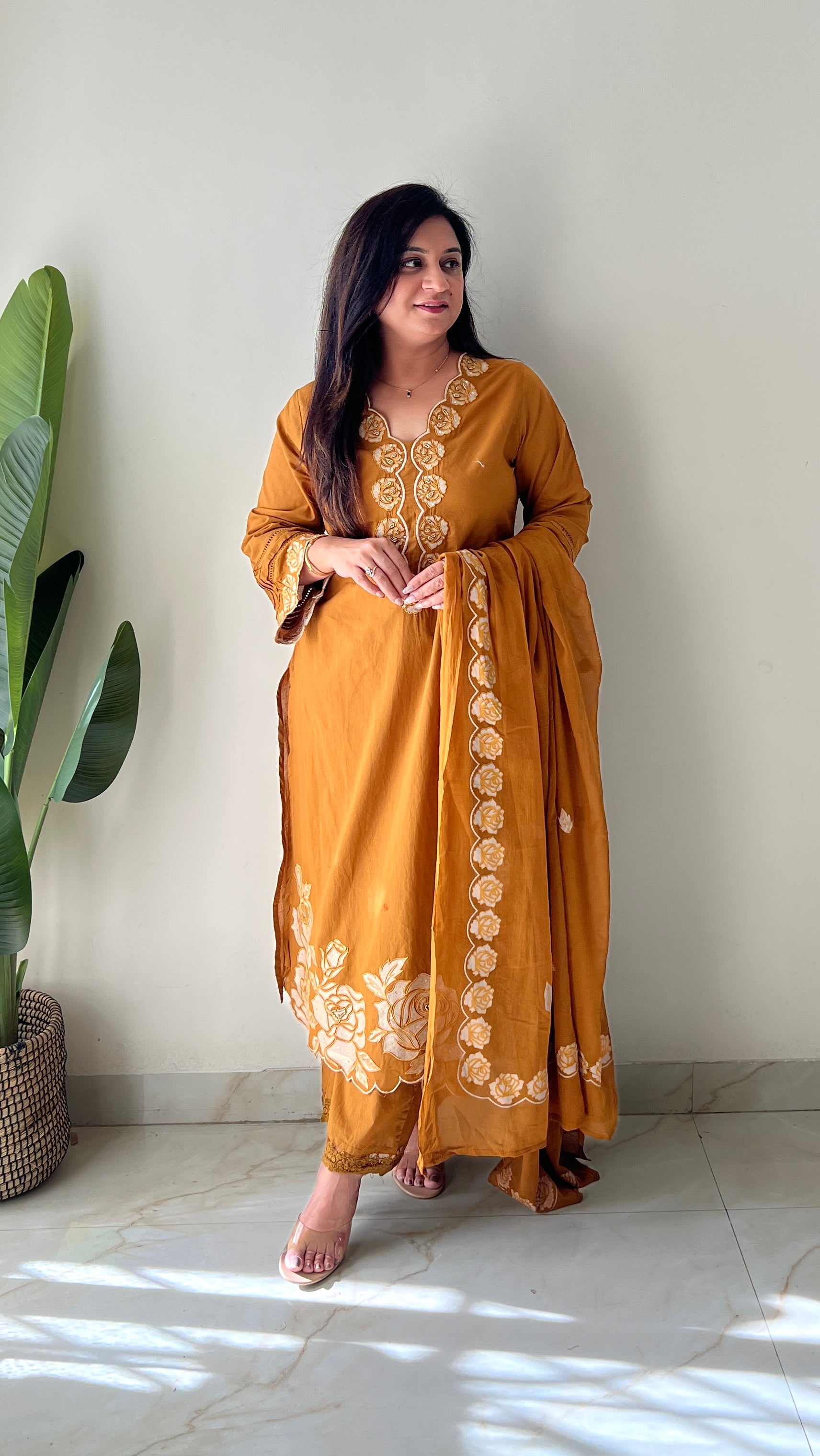 Sejal Cotton Cutwork Applique HandEmbroidered Pant set