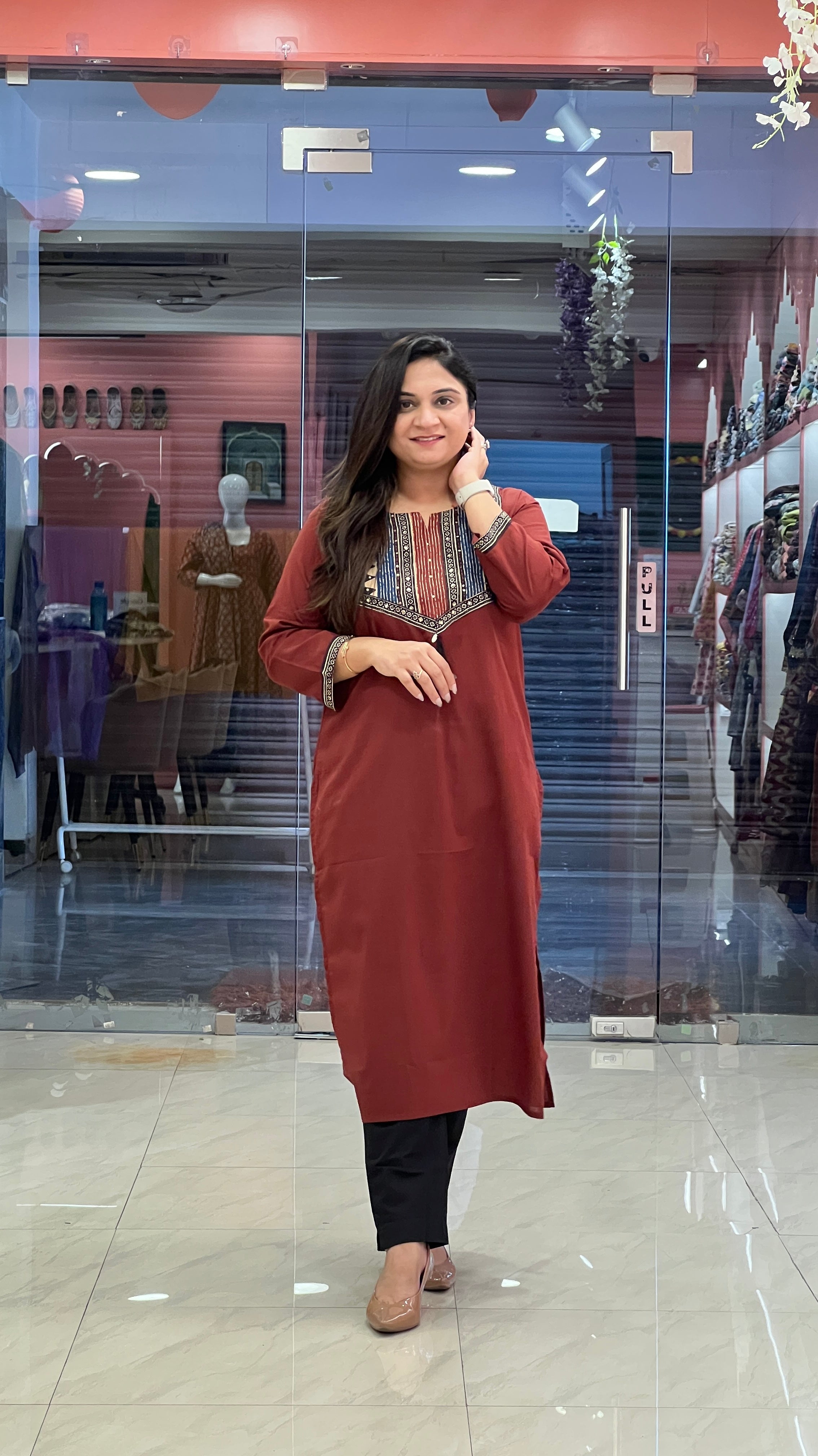 Cotton Solid Casual Straight Kurta