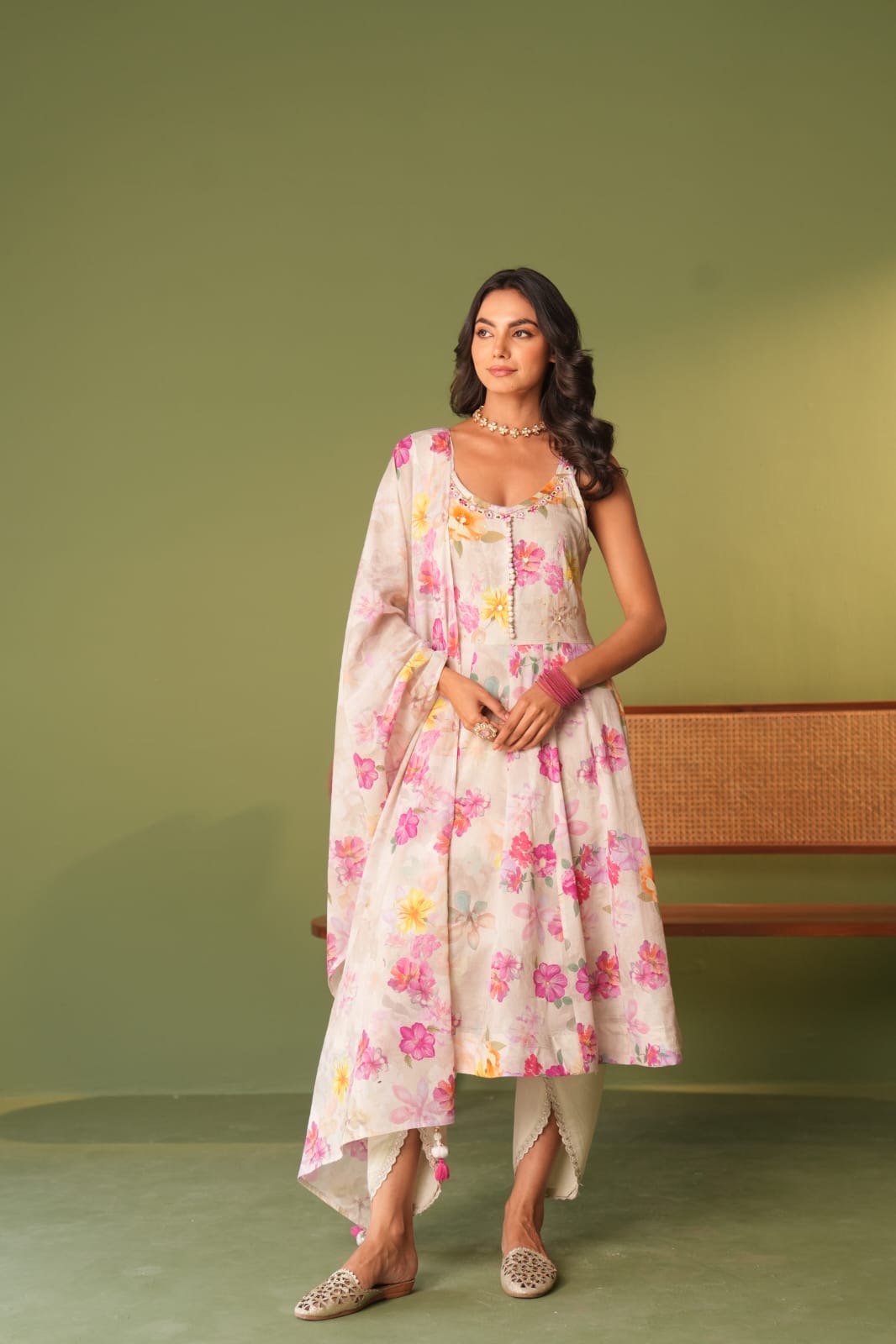 Floral Embroidered Tulip Pant Set