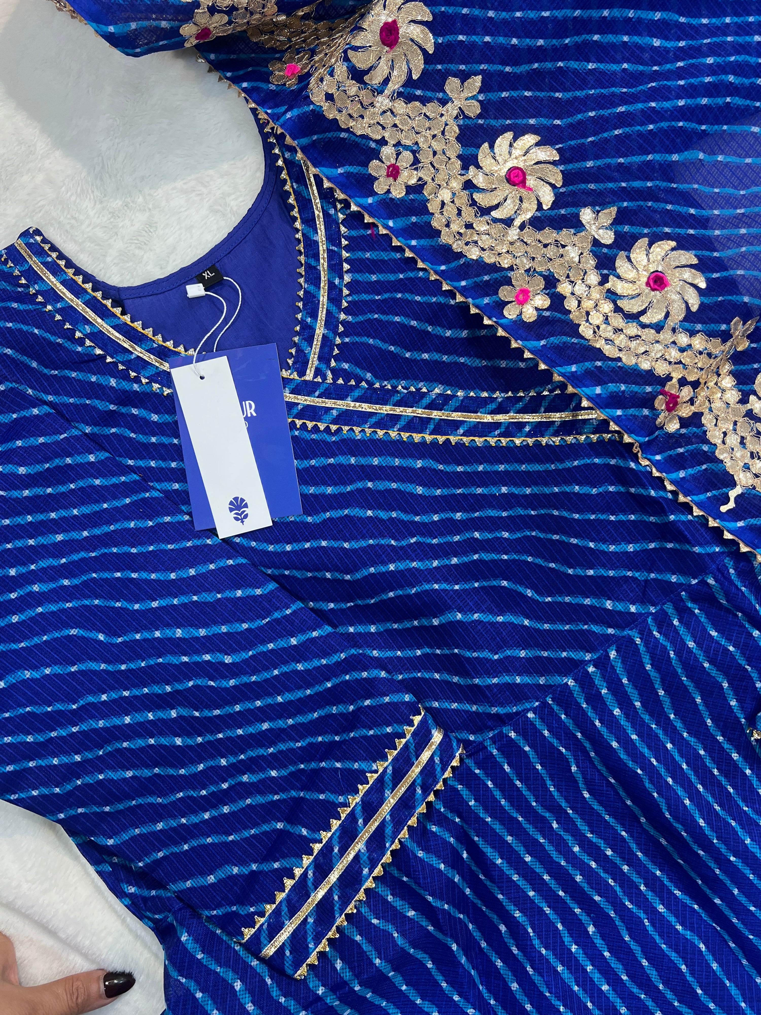 Mahira Kota Doria Leheriya Gotta Detailed Anarkali Set