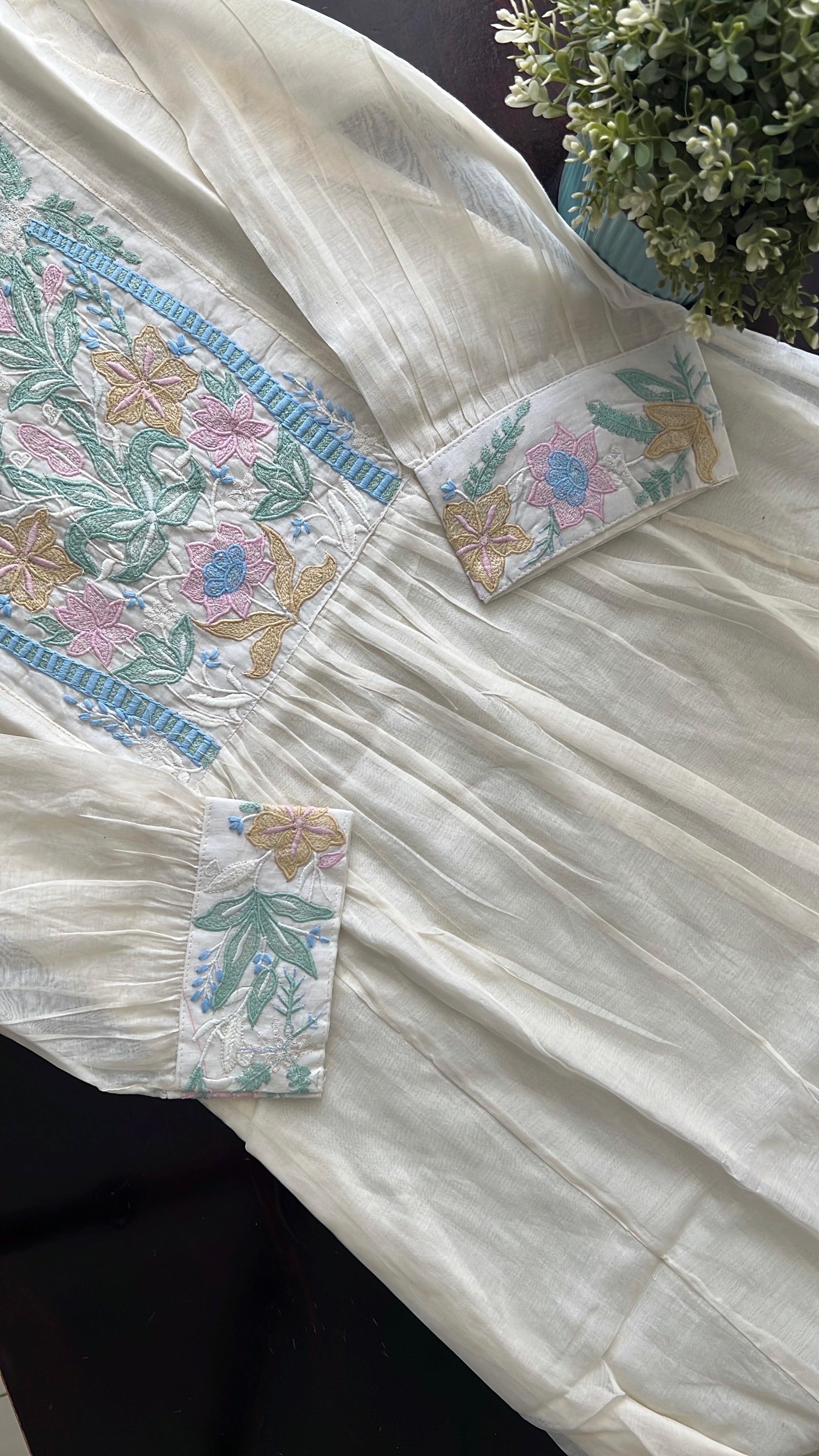 Zainab Chanderi Embroidered A-line pant Set