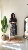 Black Floral Casual Cotton Straight Kurta - The Jaipur Studio