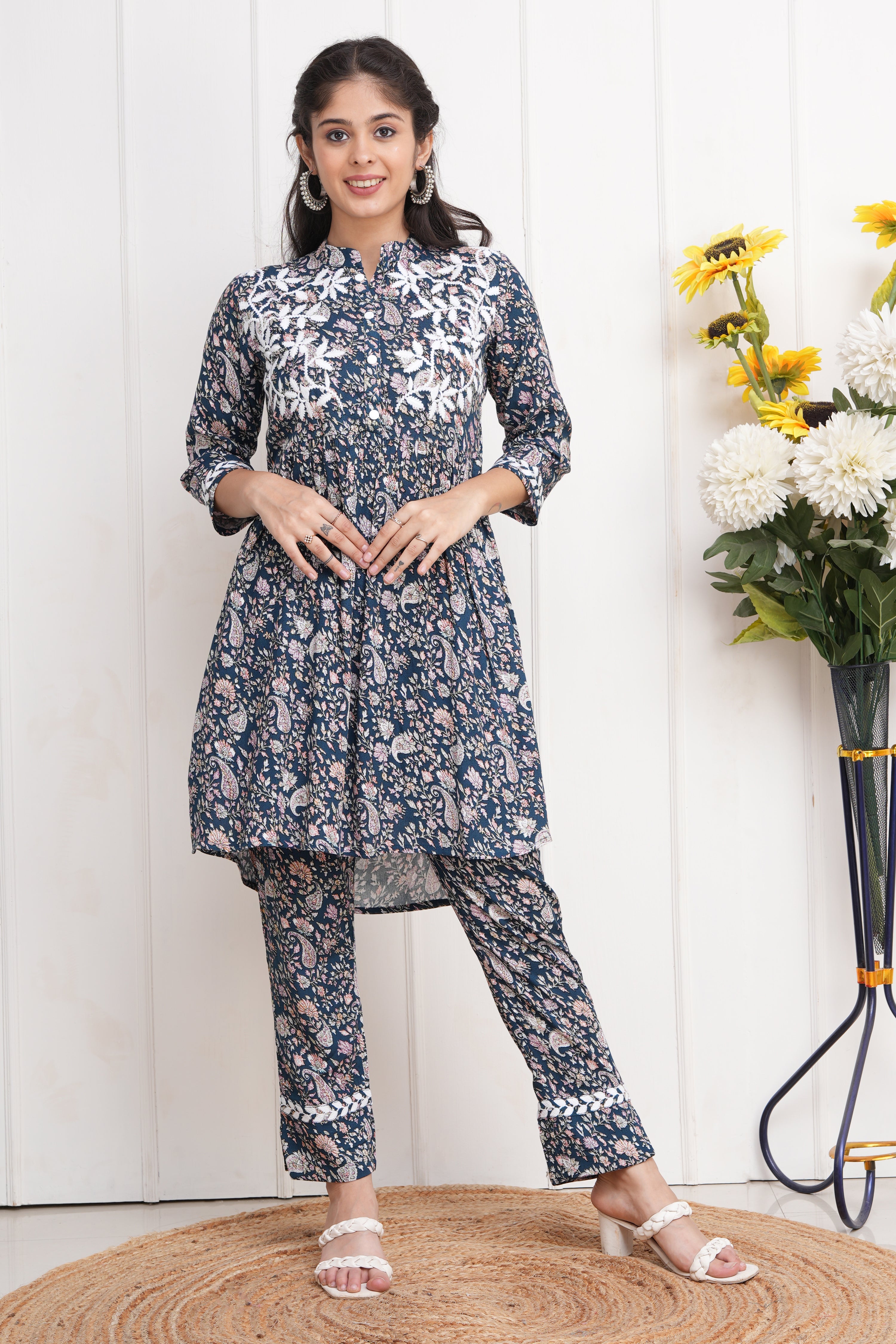 Cotton Printed Thread Embroidered Coord Set - The Jaipur Studio