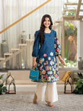 Roza Blue Cotton Floral A-line Kurta