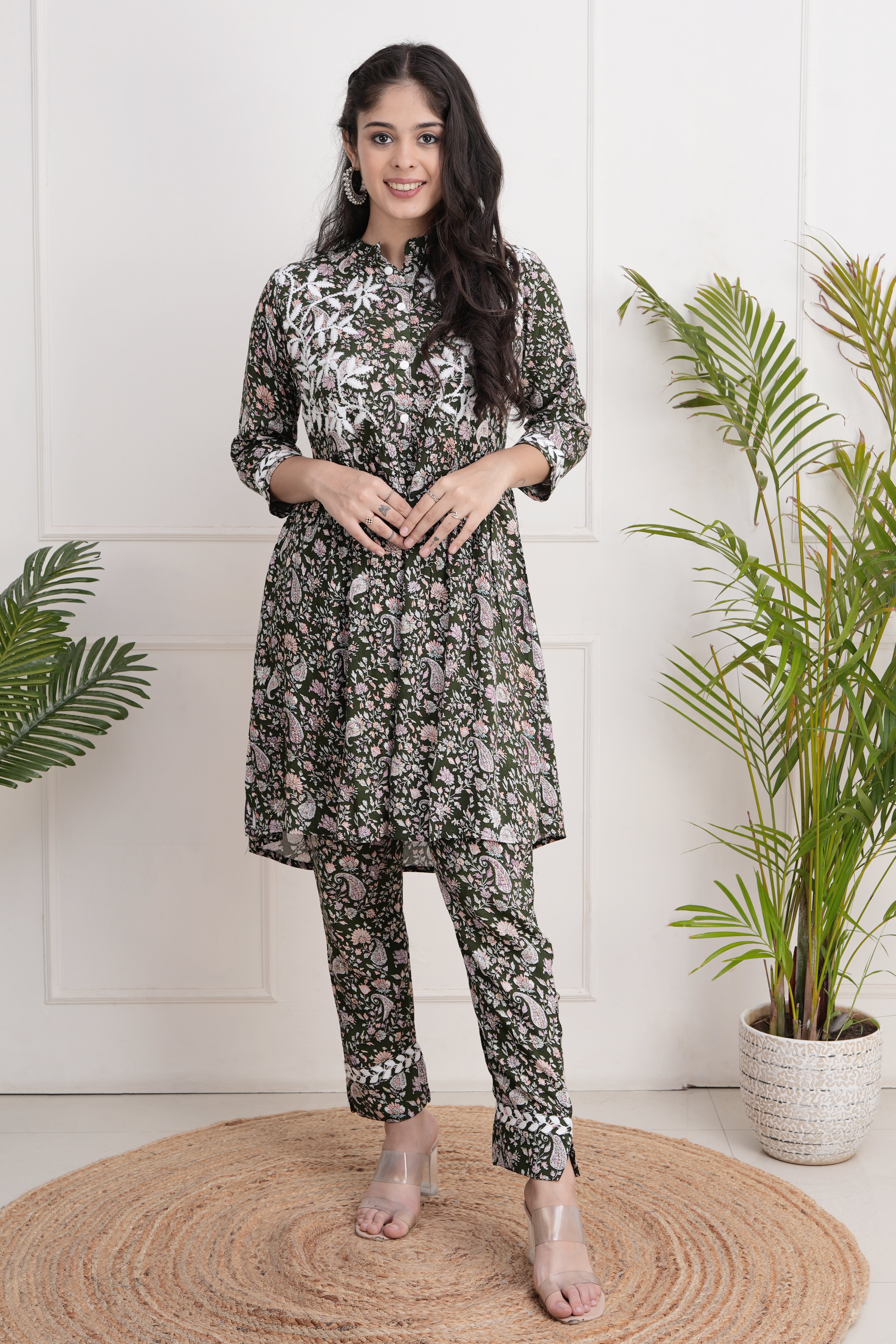 Cotton Printed Thread Embroidered Coord Set - The Jaipur Studio