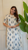 Offwhite Ikkat Cotton A-line Coord Set - The Jaipur Studio