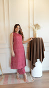 Red Bandhani Rayon A-line Coord Set - The Jaipur Studio