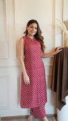Red Bandhani Rayon A-line Coord Set - The Jaipur Studio