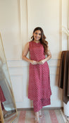 Red Bandhani Rayon A-line Coord Set - The Jaipur Studio