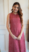 Red Bandhani Rayon A-line Coord Set - The Jaipur Studio