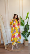 Yellow Floral Cotton A-line Coord Set - The Jaipur Studio