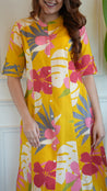 Yellow Floral Cotton A-line Coord Set - The Jaipur Studio