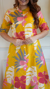 Yellow Floral Cotton A-line Coord Set - The Jaipur Studio