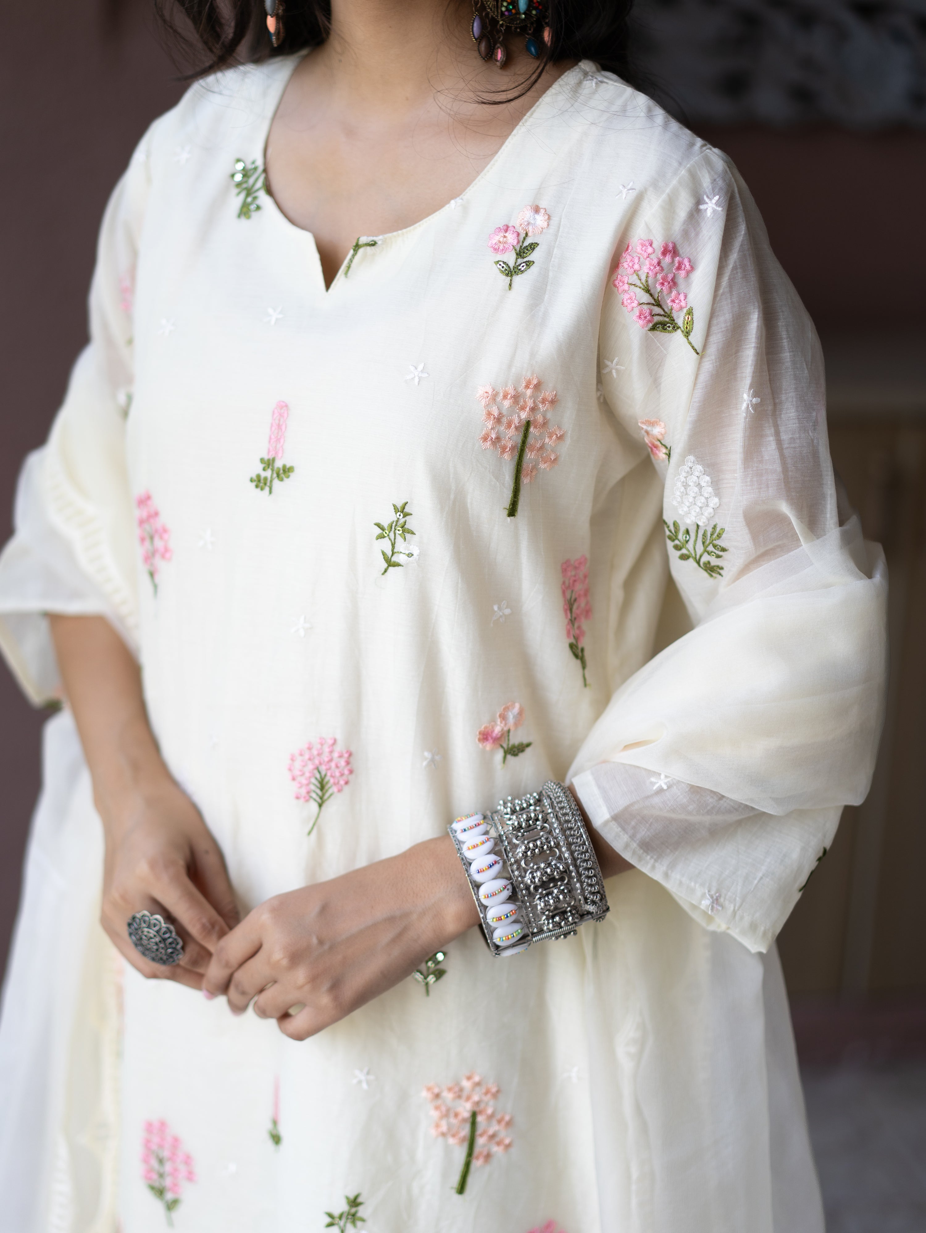 Dolly Candy Yellow Mul Chanderi Embroidered Straight Dupatta Set