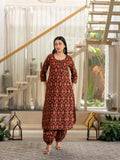 Rupali Red Ikkat Cotton A-line Kurta Set