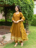 Zeenat Green Premium Cotton Bandhani Anarkali Dupatta Set