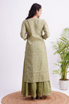 Bandhani Cotton Hand Embroidered Green Kurta Sharara set - The Jaipur Studio