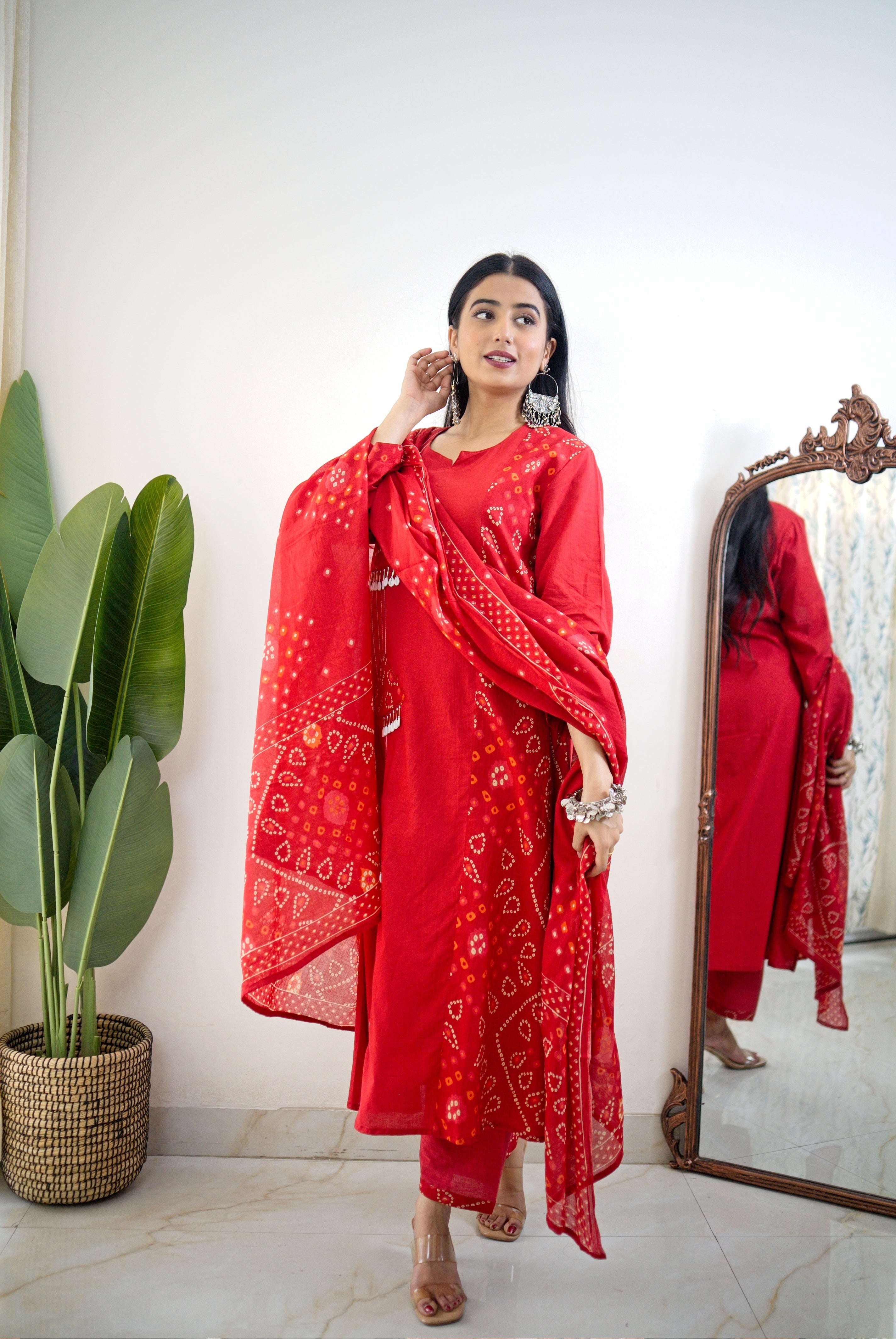 Raha MulCotton Bandhani Hand Detailed Pant Set - The Jaipur Studio