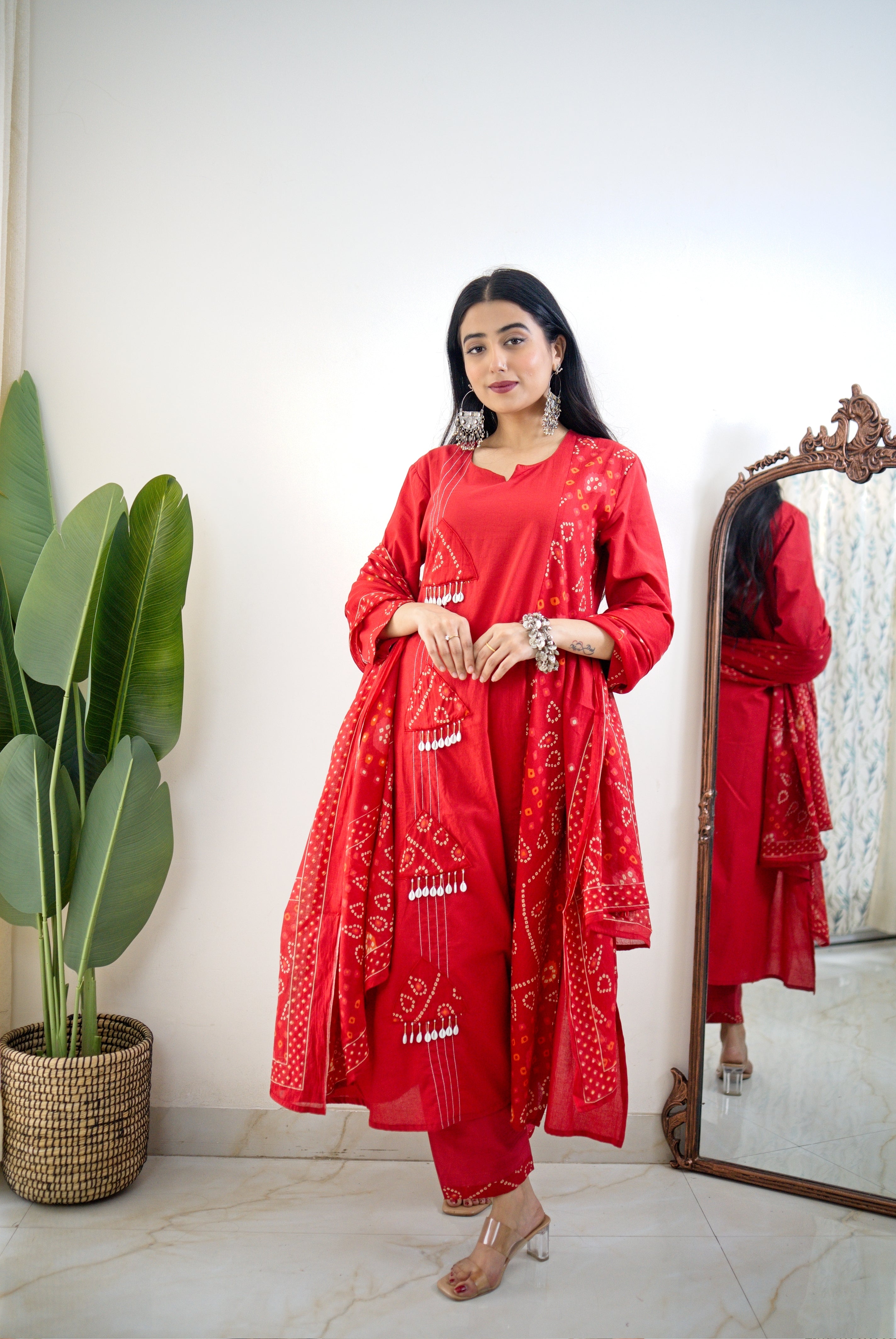 Raha MulCotton Bandhani Hand Detailed Pant Set - The Jaipur Studio