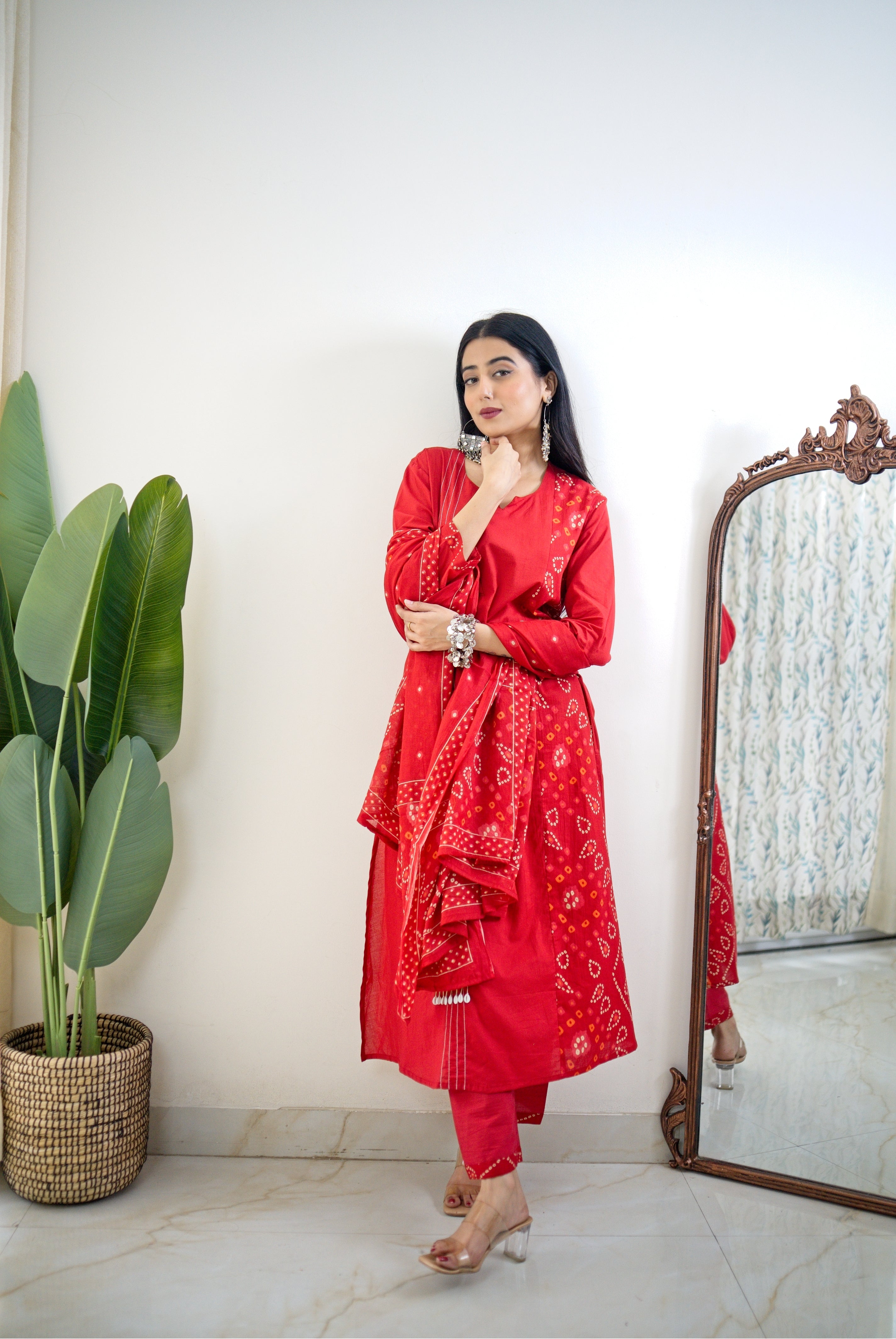 Raha MulCotton Bandhani Hand Detailed Pant Set - The Jaipur Studio