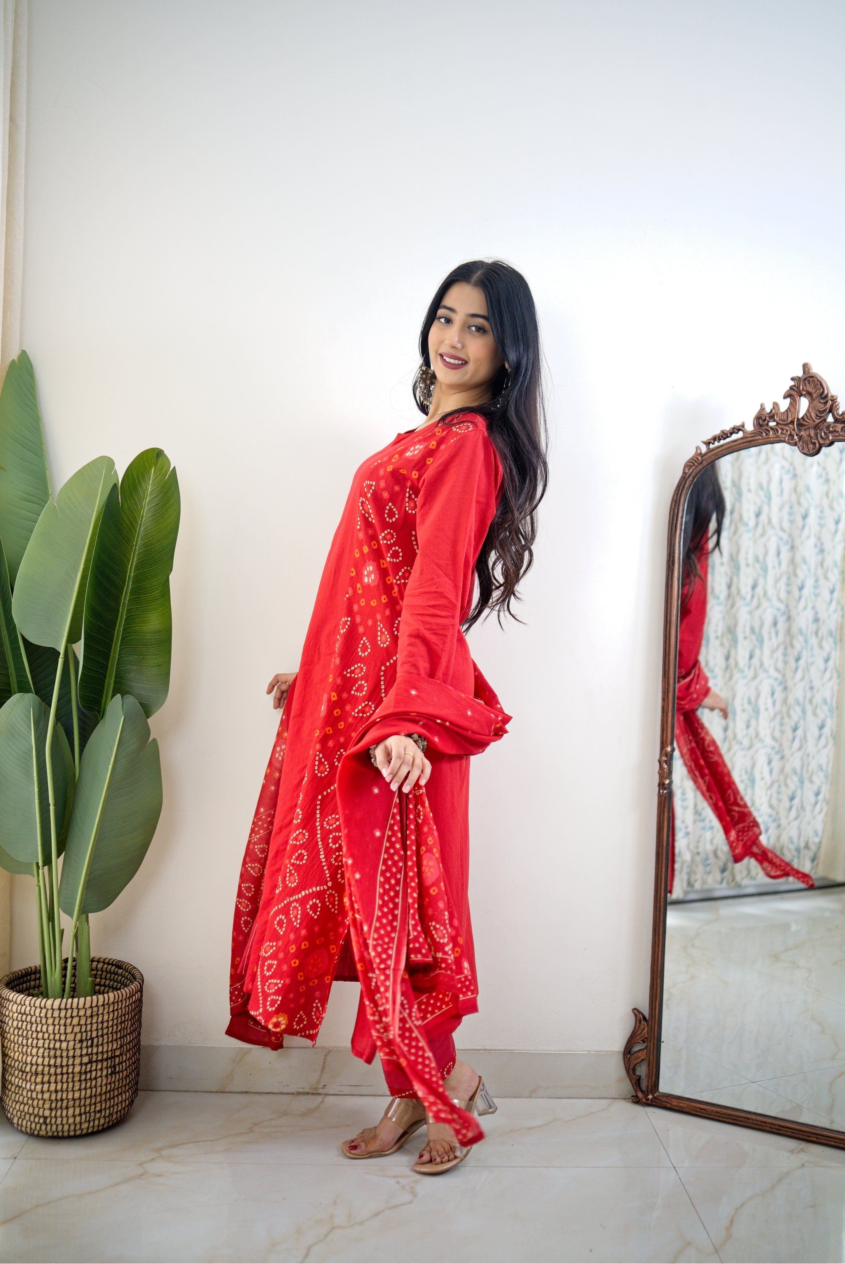 Raha MulCotton Bandhani Hand Detailed Pant Set - The Jaipur Studio