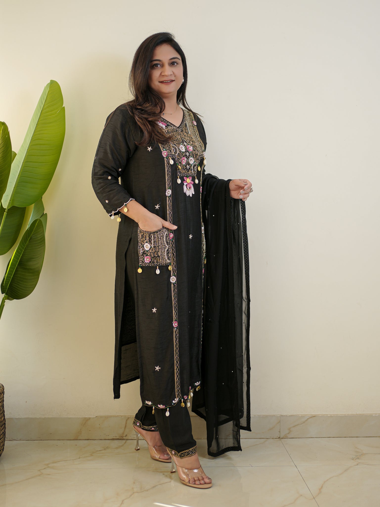 Black and red ethnic wear colour combination