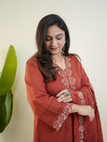 Sejal Rust Cotton Cutwork Applique HandEmbroidered Pant set