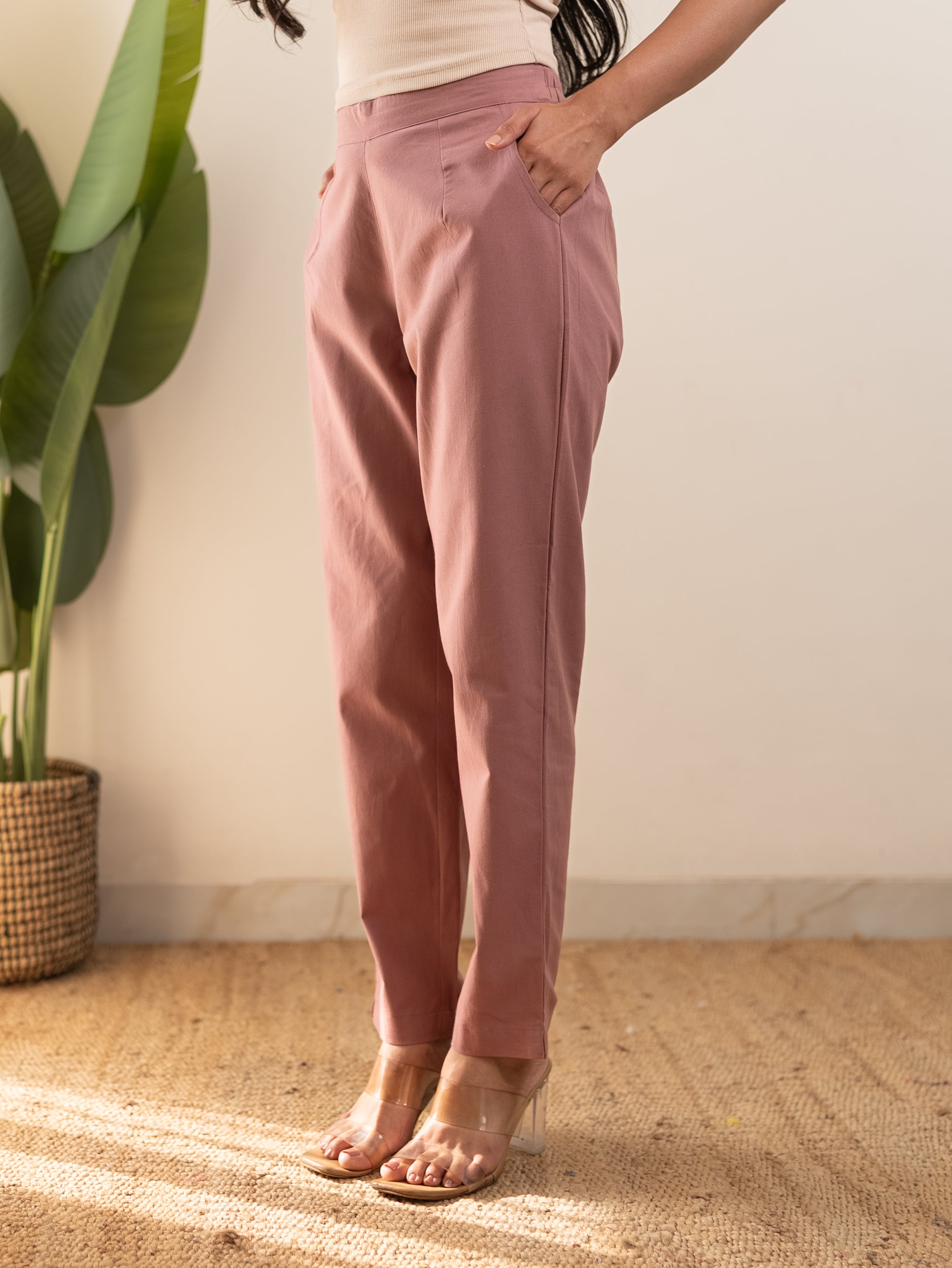 All-Day Cotton Straight Pant for Women-Onion Pink