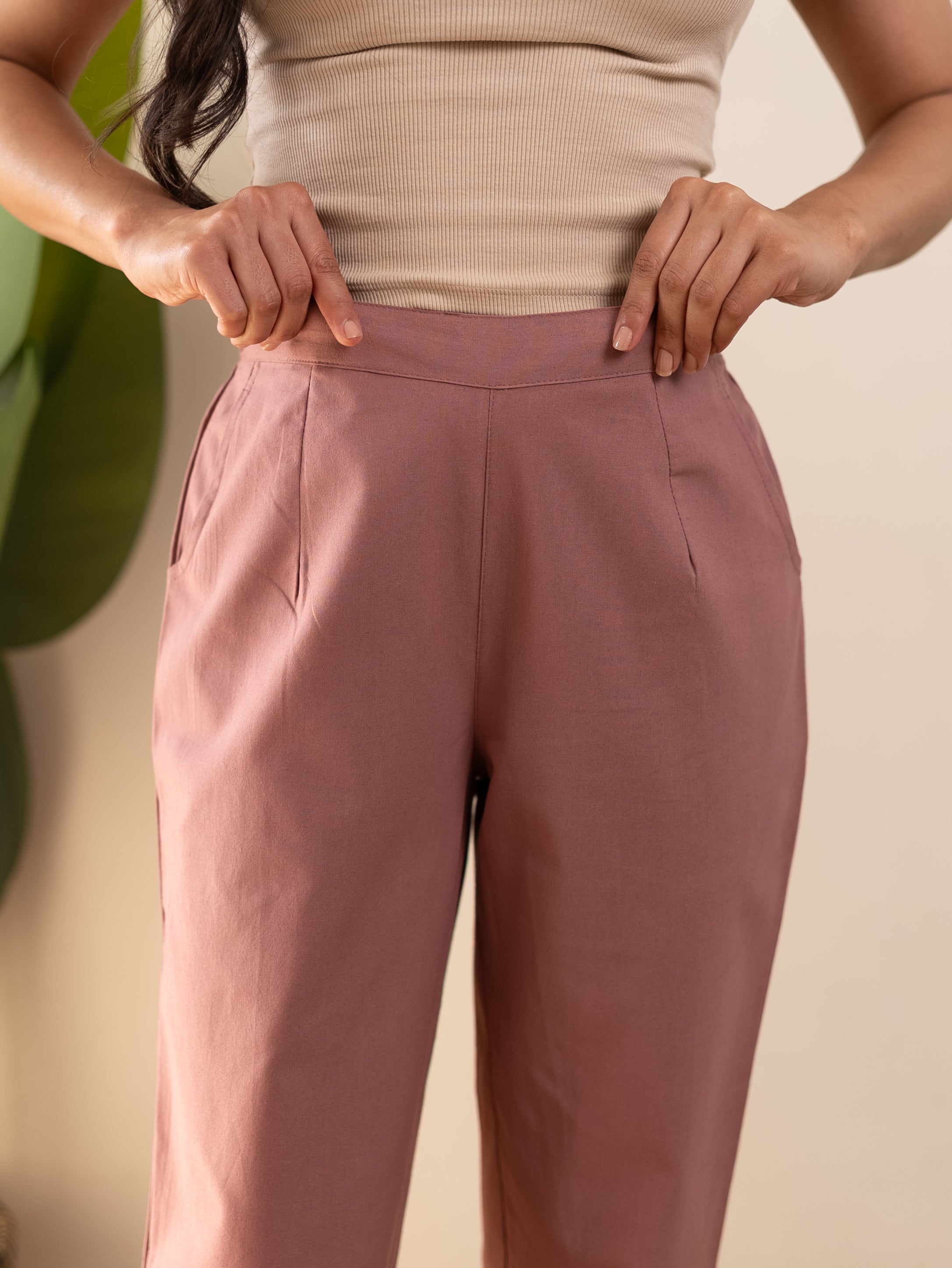 All-Day Cotton Straight Pant for Women-Onion Pink