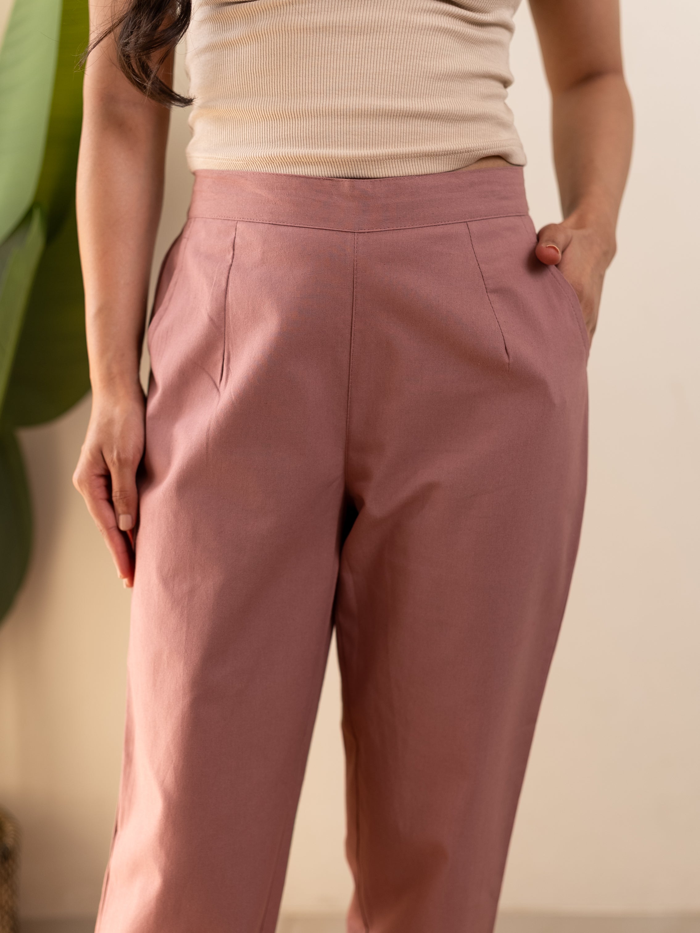 All-Day Cotton Straight Pant for Women-Onion Pink