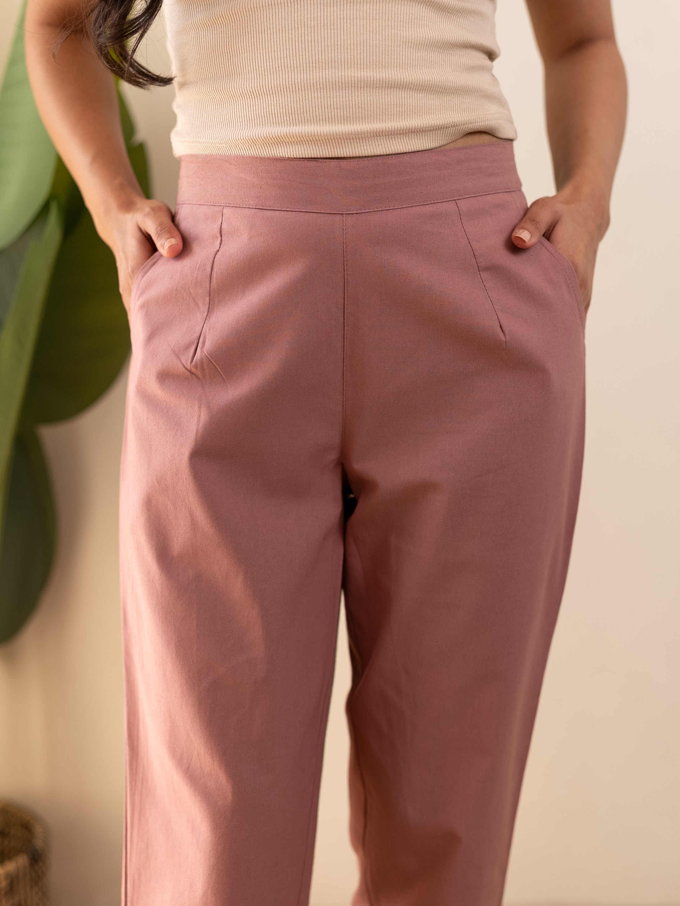 All-Day Cotton Straight Pant for Women-Onion Pink