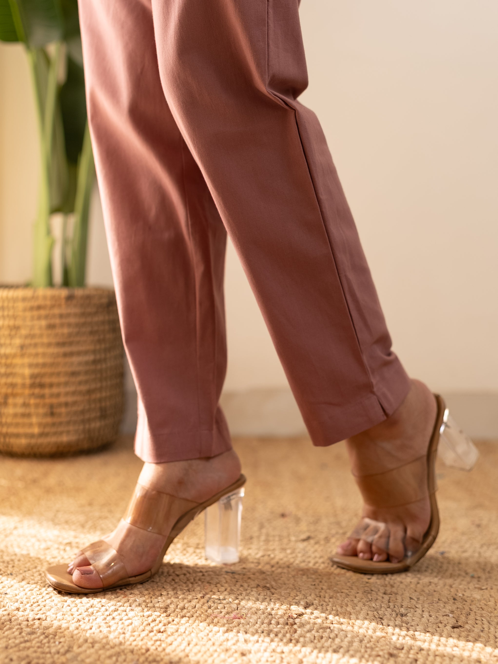 All-Day Cotton Straight Pant for Women-Onion Pink