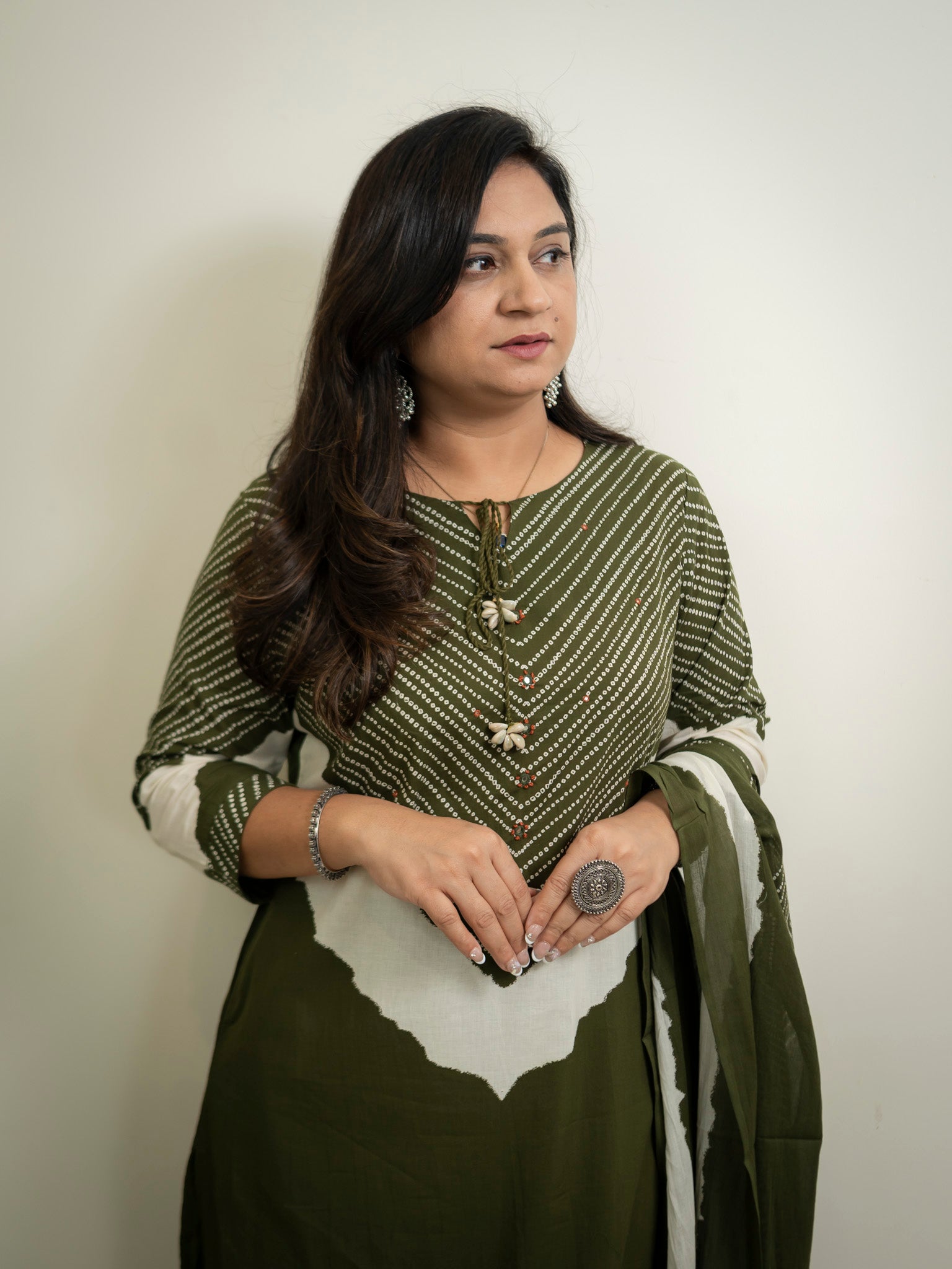 Huma Green Cotton Tie and Dye Straight Dupatta Set