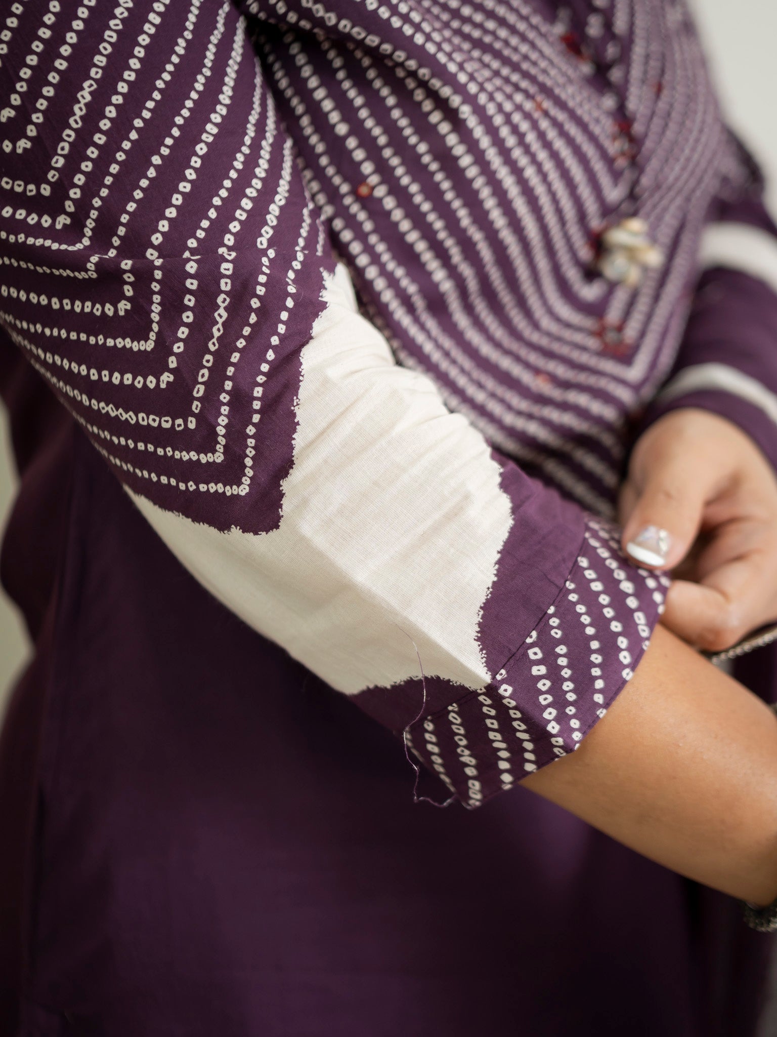Huma Purple Cotton Tie and Dye Straight Dupatta Set