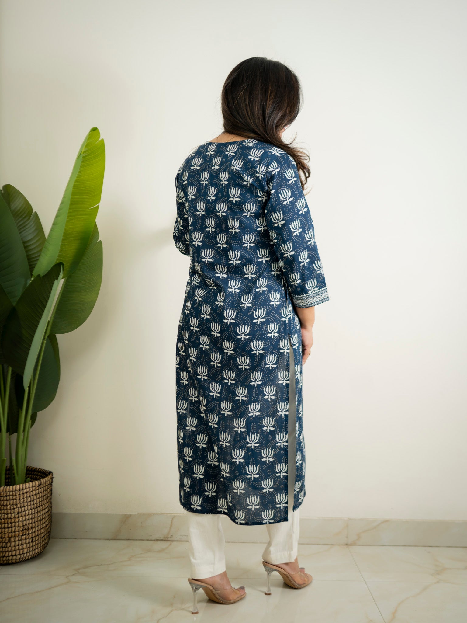 Indigo Lotus Cotton Casual Straight Kurta