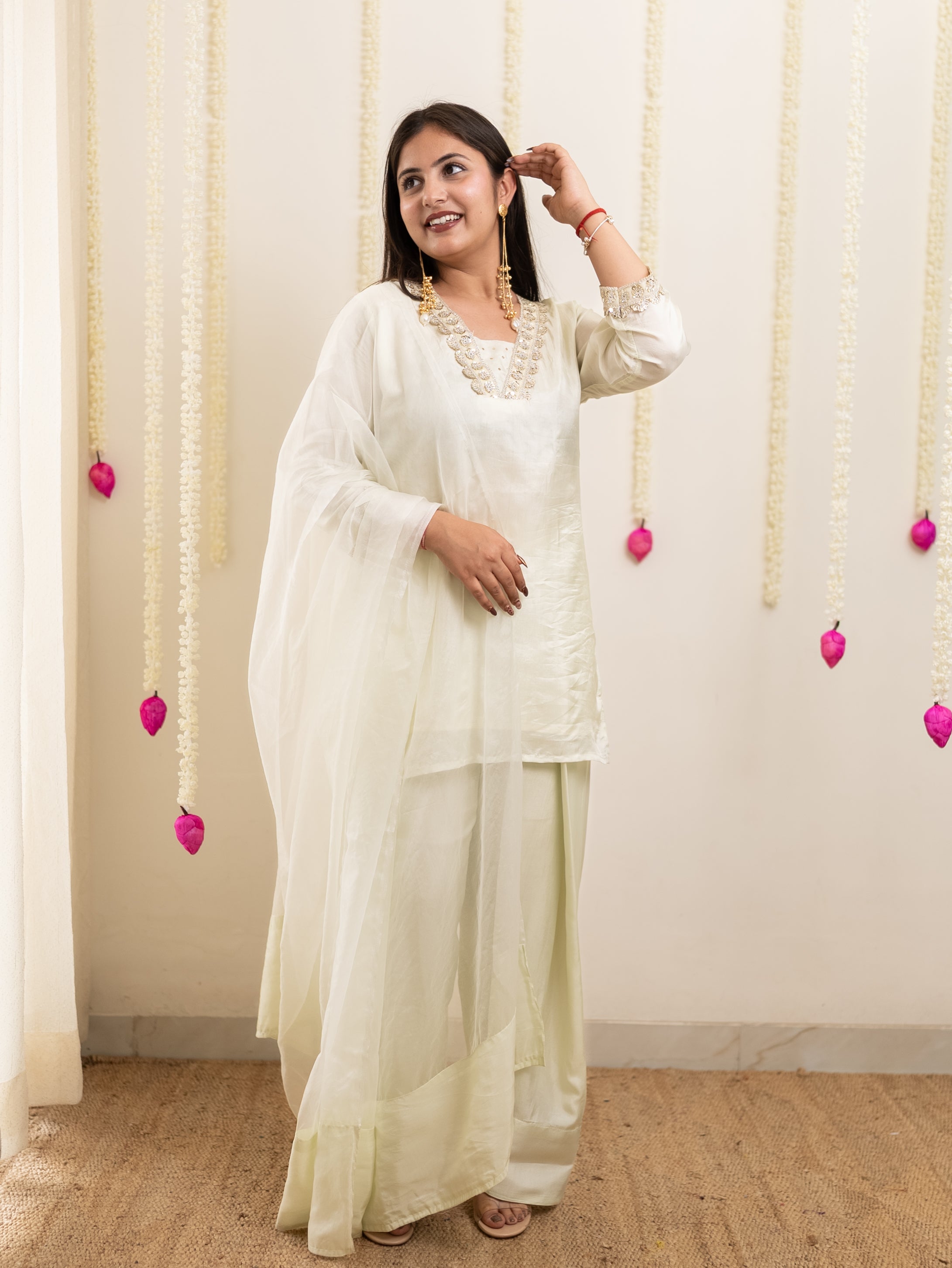 Ruba Offwhite Premium Crepe HandDetailed Farshi Suit