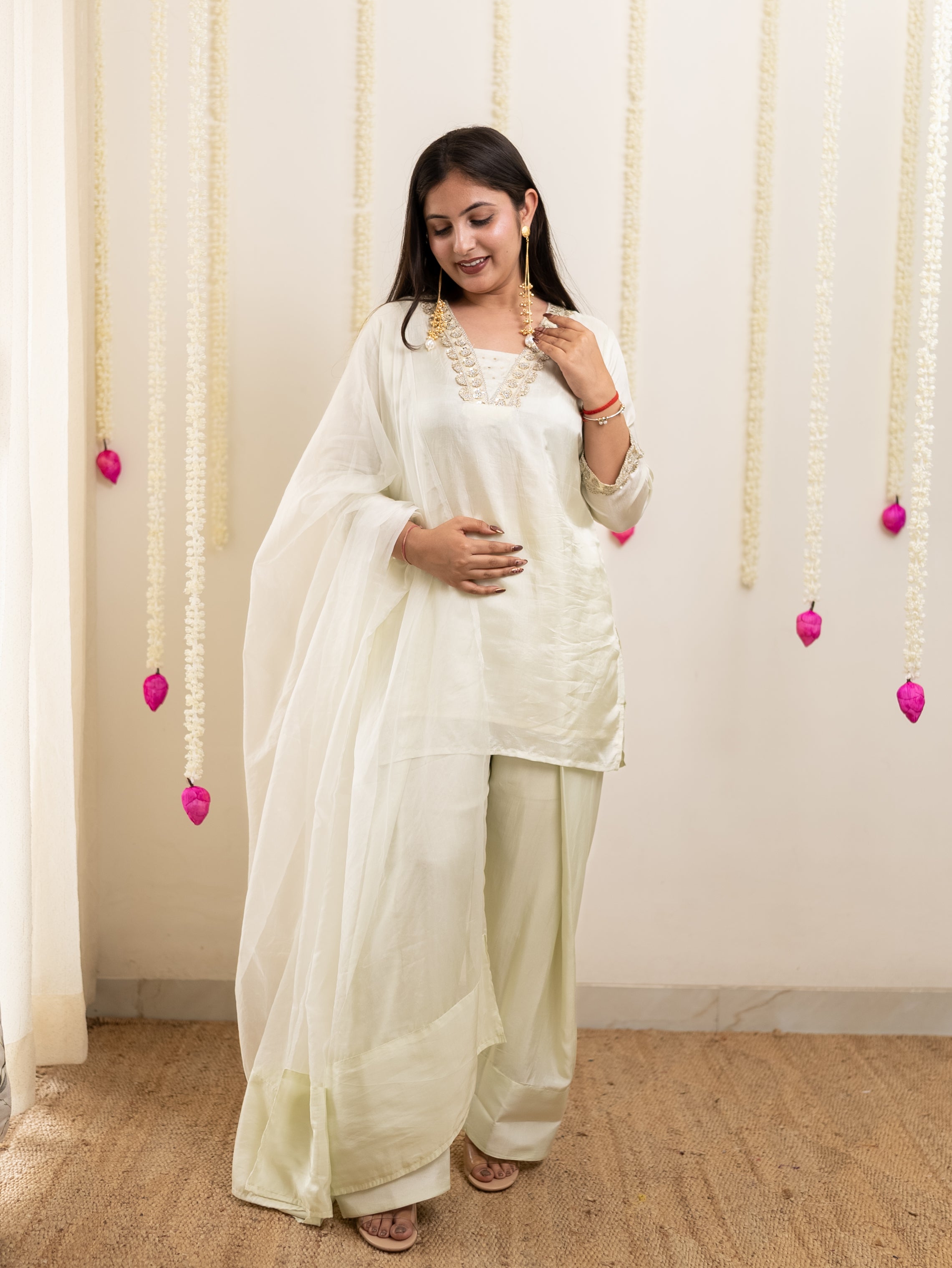 Ruba Offwhite Premium Crepe HandDetailed Farshi Suit