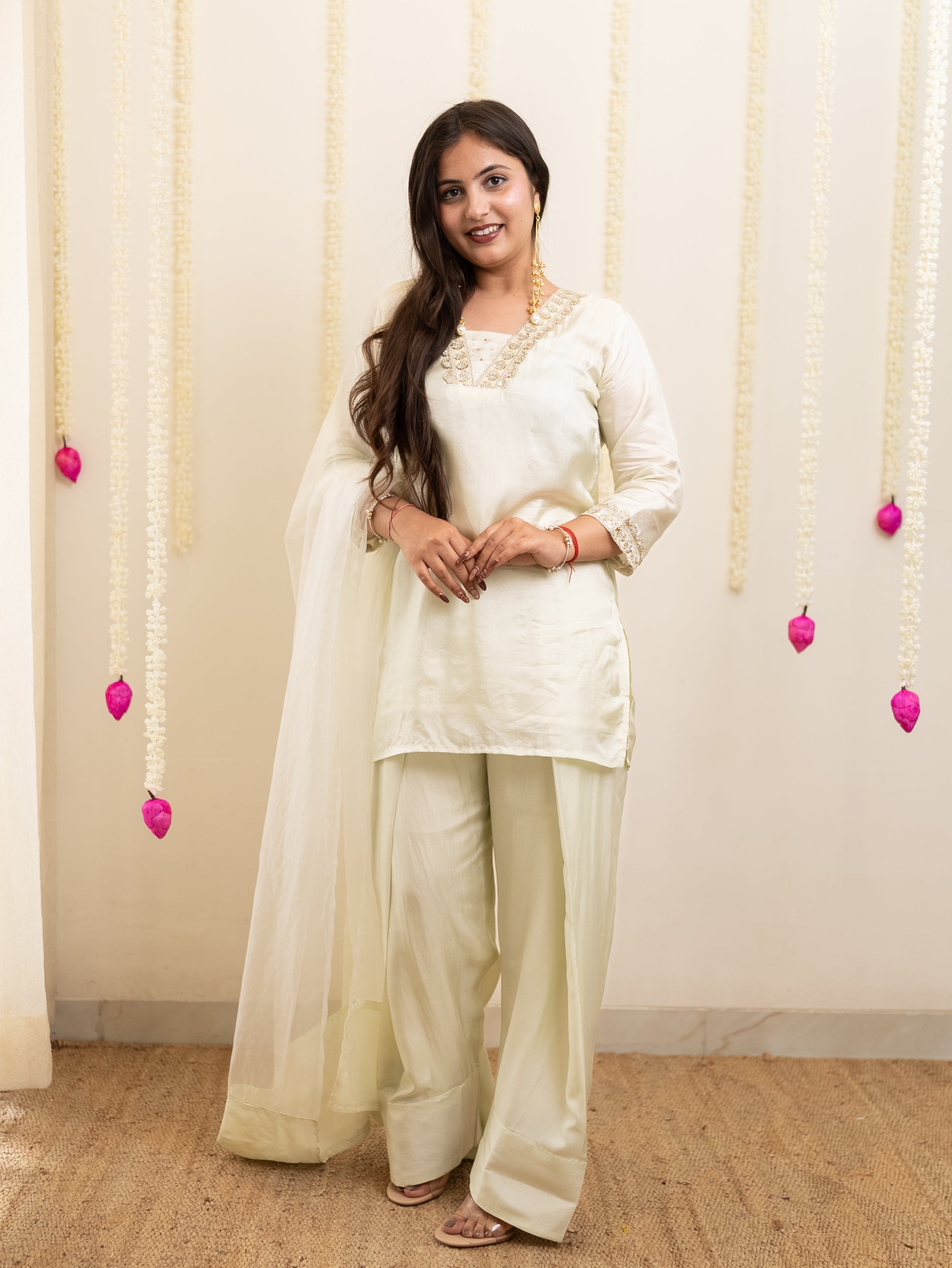 Ruba Offwhite Premium Crepe HandDetailed Farshi Suit