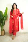 Erisha Cotton Handblock Embroidered Pant Set