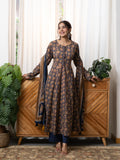 Hansa Blue Premium Cotton Anarkali Dupatta Set
