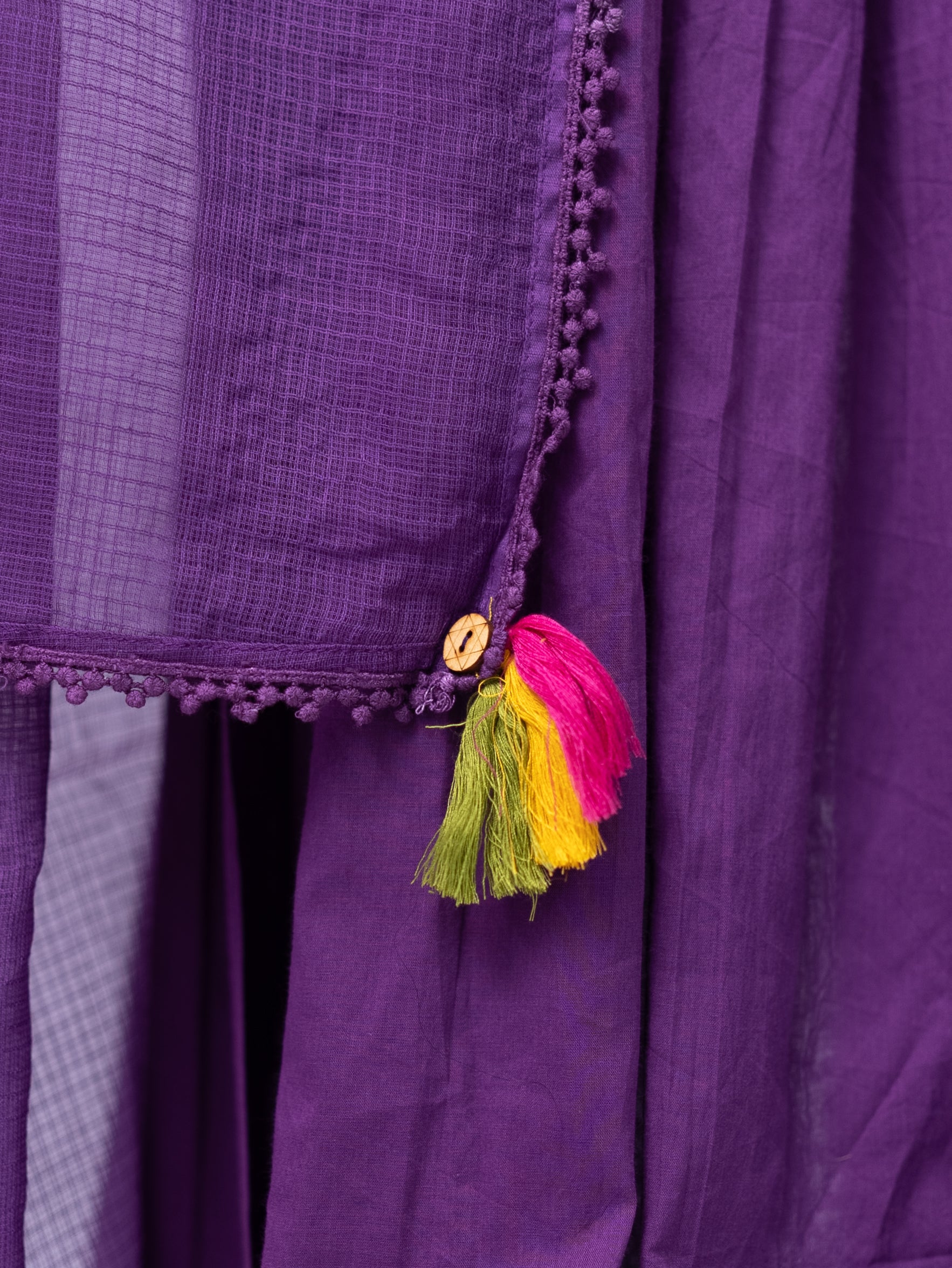 Vrishti Purple Mul Cotton Embroidered Anarkali Dupatta Set