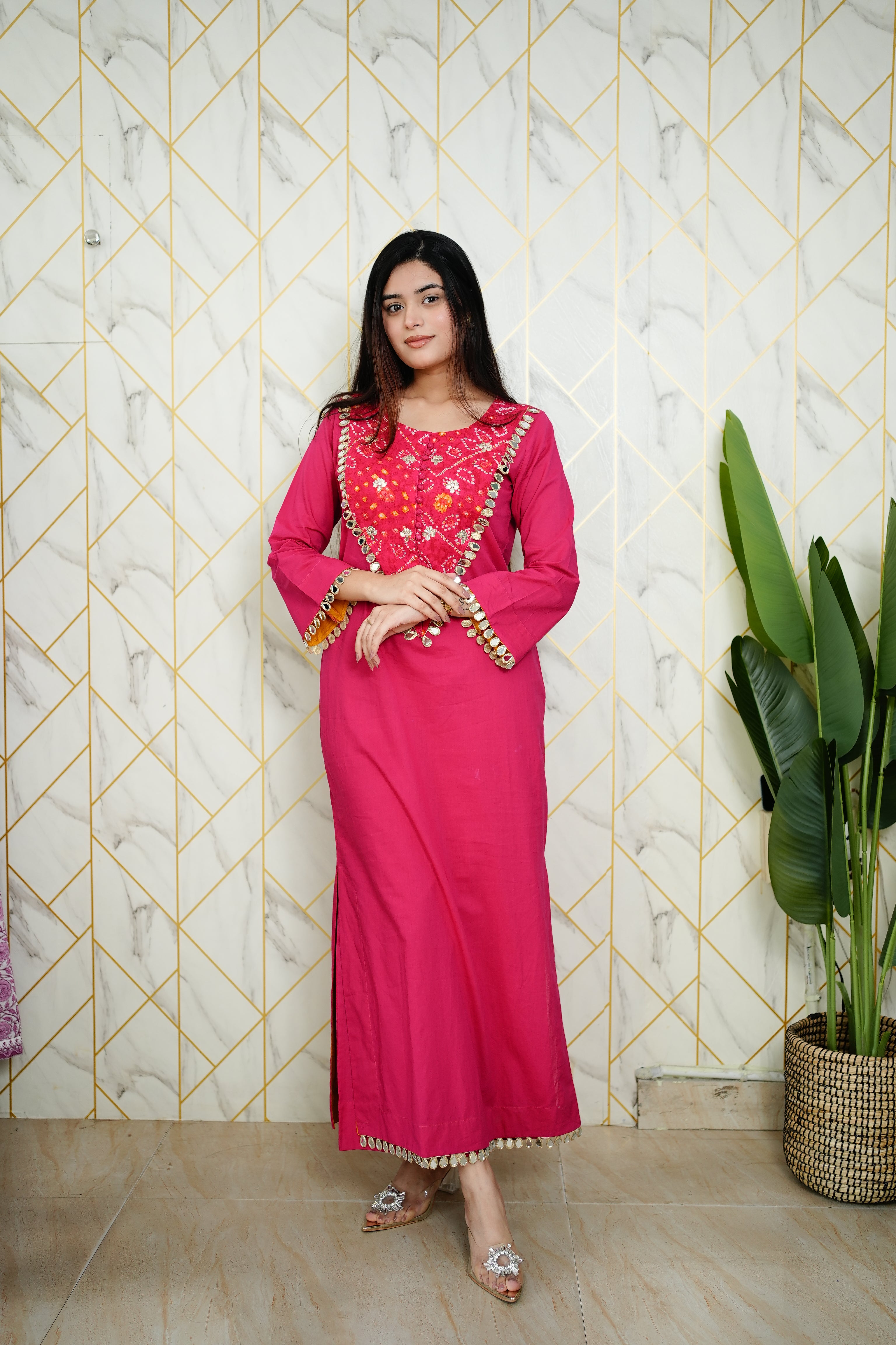 Saafi Cotton Mirror Deatailed Pant Set - The Jaipur Studio