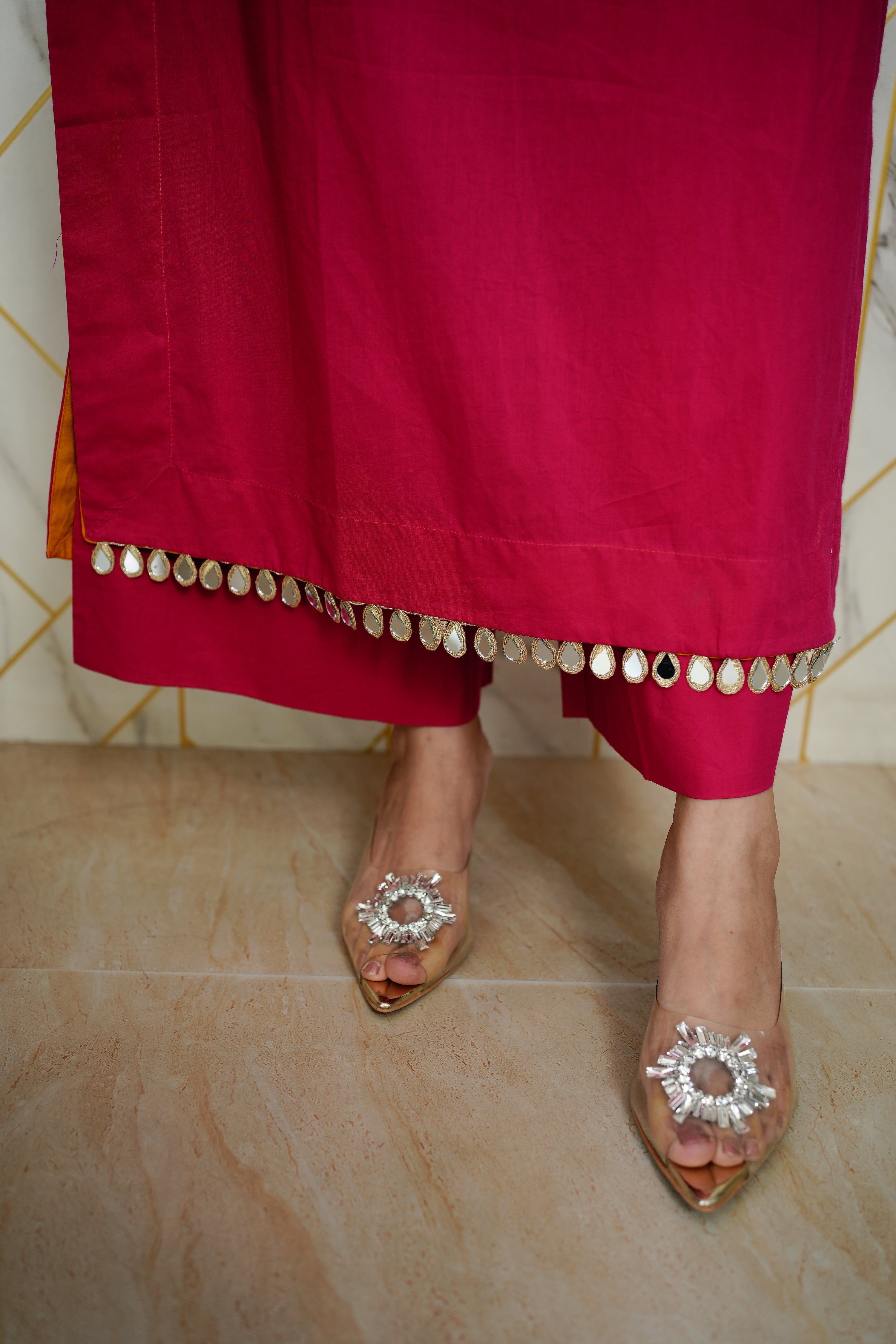 Saafi Cotton Mirror Deatailed Pant Set - The Jaipur Studio