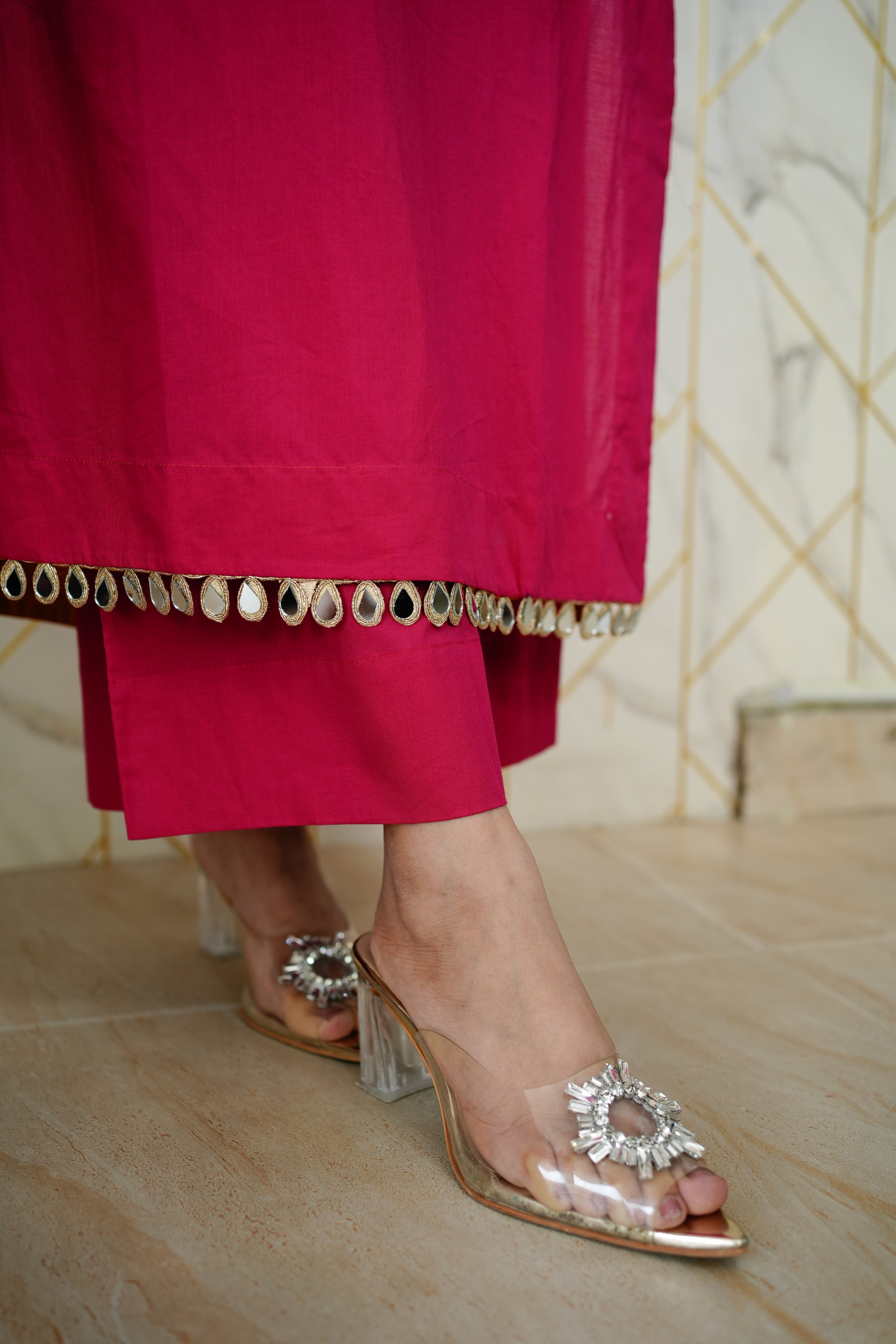 Saafi Cotton Mirror Deatailed Pant Set - The Jaipur Studio